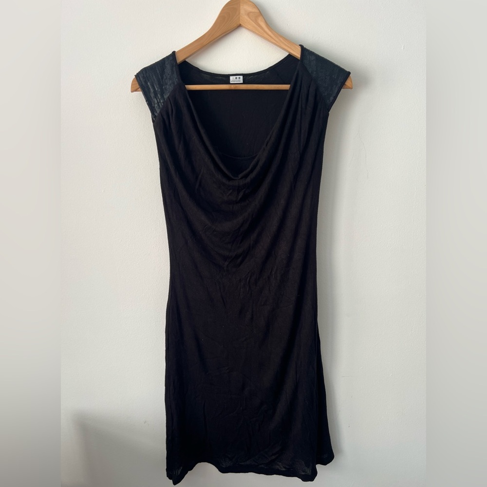 Three Dots Black Sheath Dress Cowl Neck Sleeveless